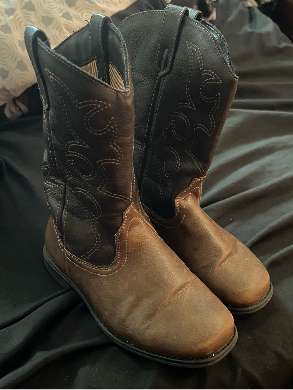 Kids Two-Tone Brown & Black Boots